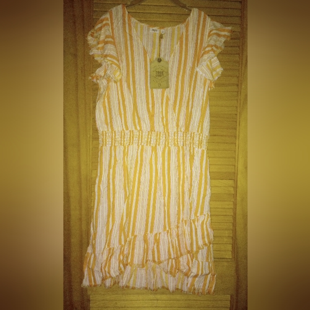 Vibrant Yellow and White Striped Dress